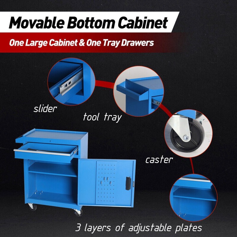 5-Drawer Rolling Tool Chest Lockable Wheel 2 in 1 Detachable Top Box Tool Cart gallery
