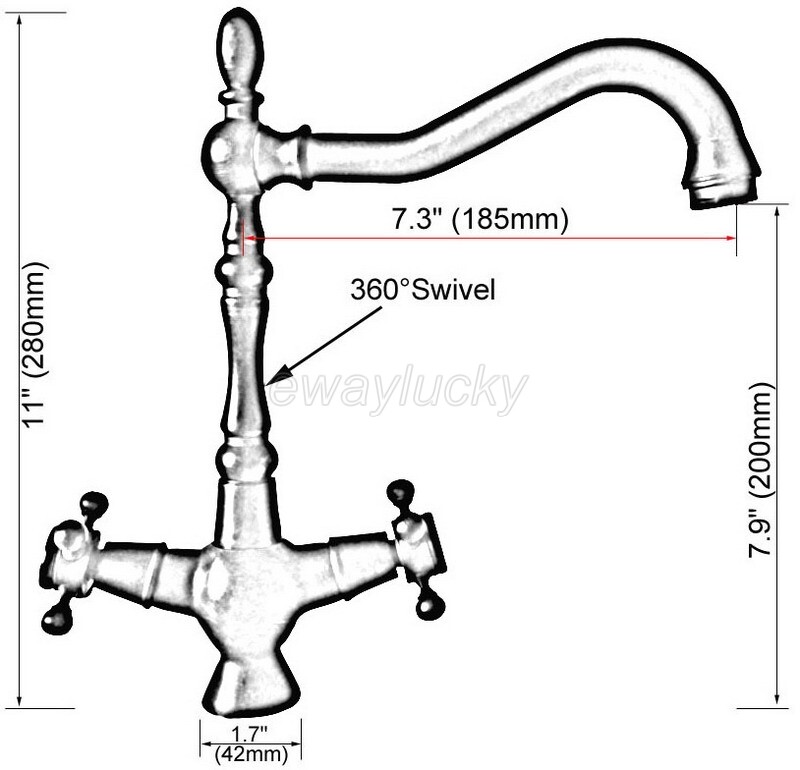 Chrome Brass 2 Cross Handles Kitchen Sink Faucet Swivel Deck Mounted Mixer Tap gallery
