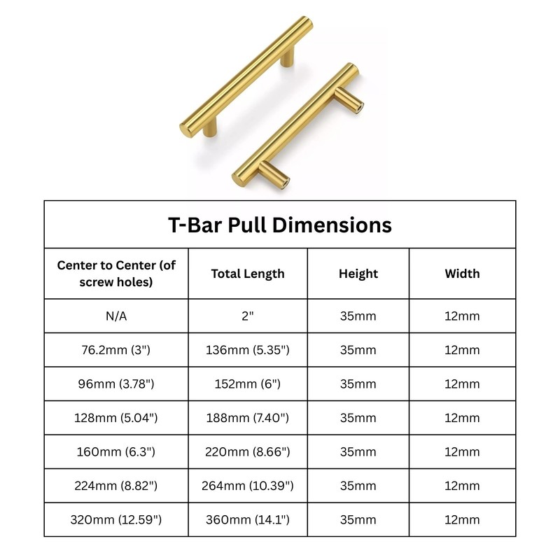 Modern Cabinet Handles Pulls Kitchen Drawer Black Bronze Gold Nickel SOLID T-Bar gallery