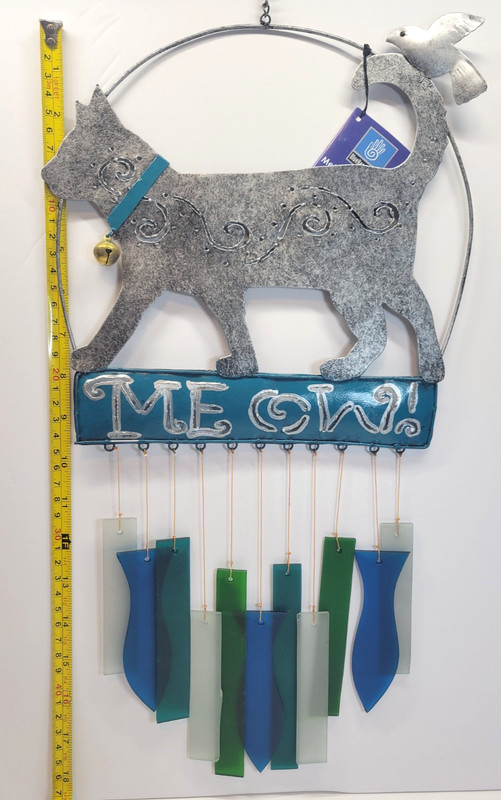Gift Essentials Kittie Meow Glass Wind Chime RETANGLE/FISH SHAPED GLASS gallery