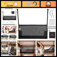 59″ x 18″ Adjustable RV Bunk Bed Safety Net with Quick Release Buckles – Travel