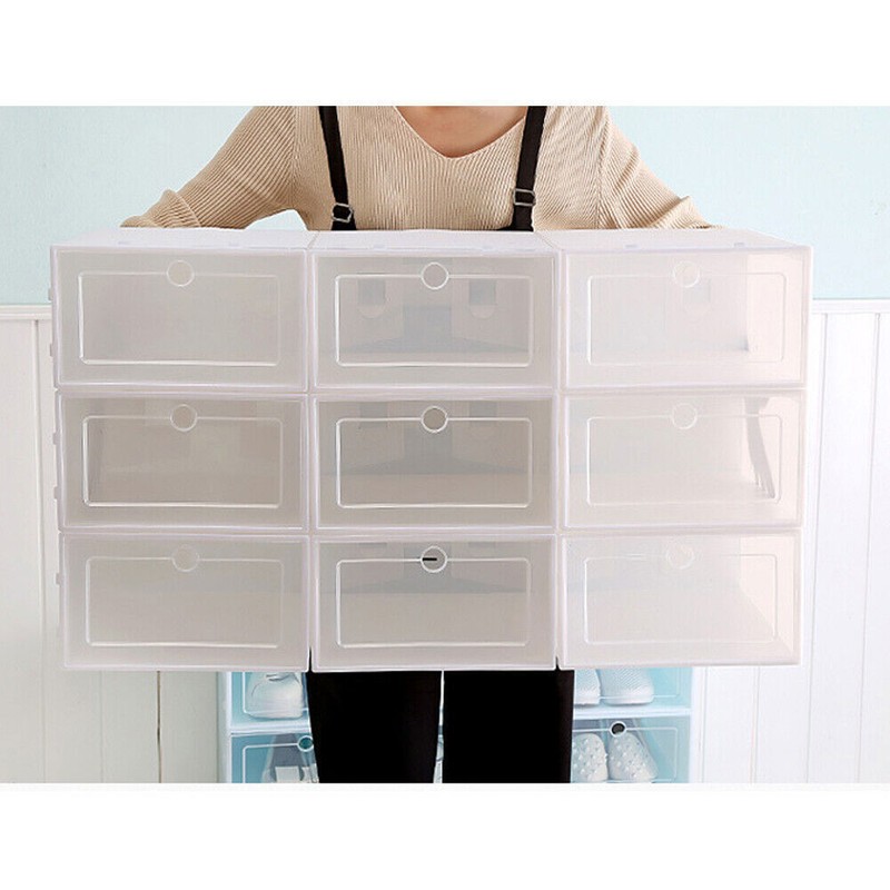 20/24* Stackable Shoe Storage Box Durable Plastic Sneaker Display Case Organizer gallery