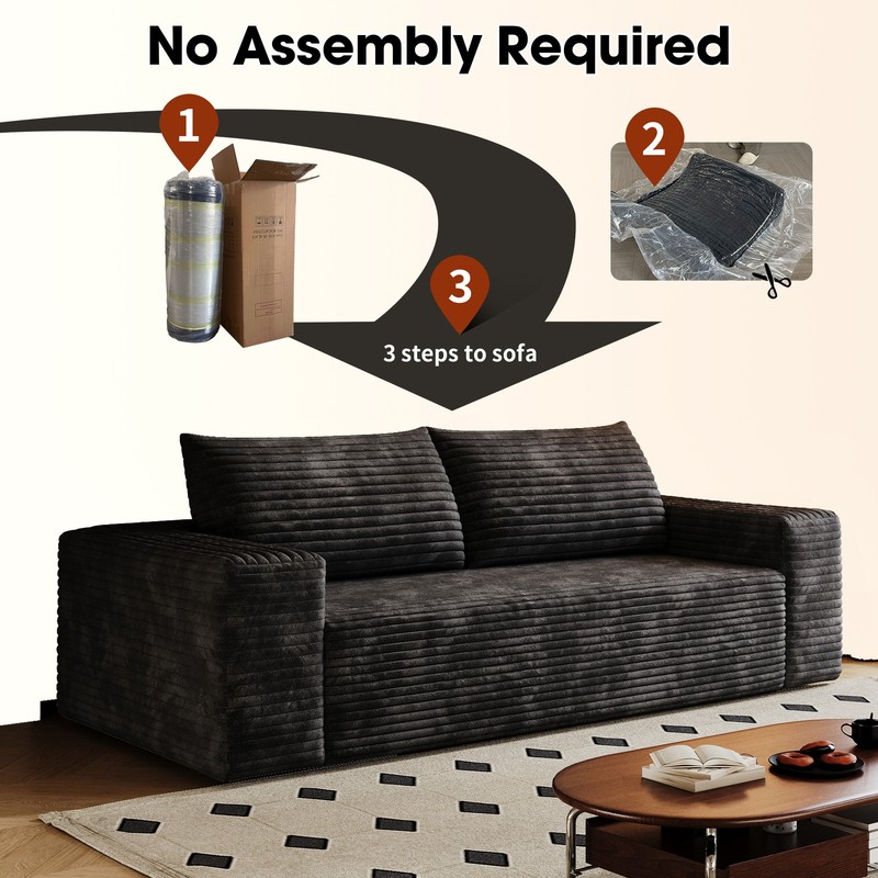 63" Cloud Loveseat Sofa Comfy Deep Seat Couches Boneless Corduroy Modular Couch gallery