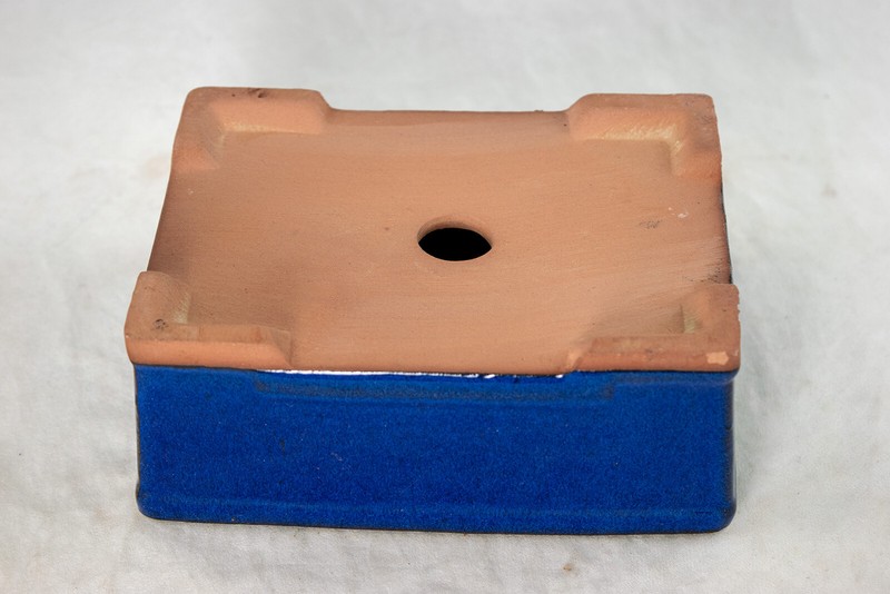 6.25" Rectangular Dark Blue Bonsai / Succulent Pot + Tray + Rock + Mesh Combo gallery