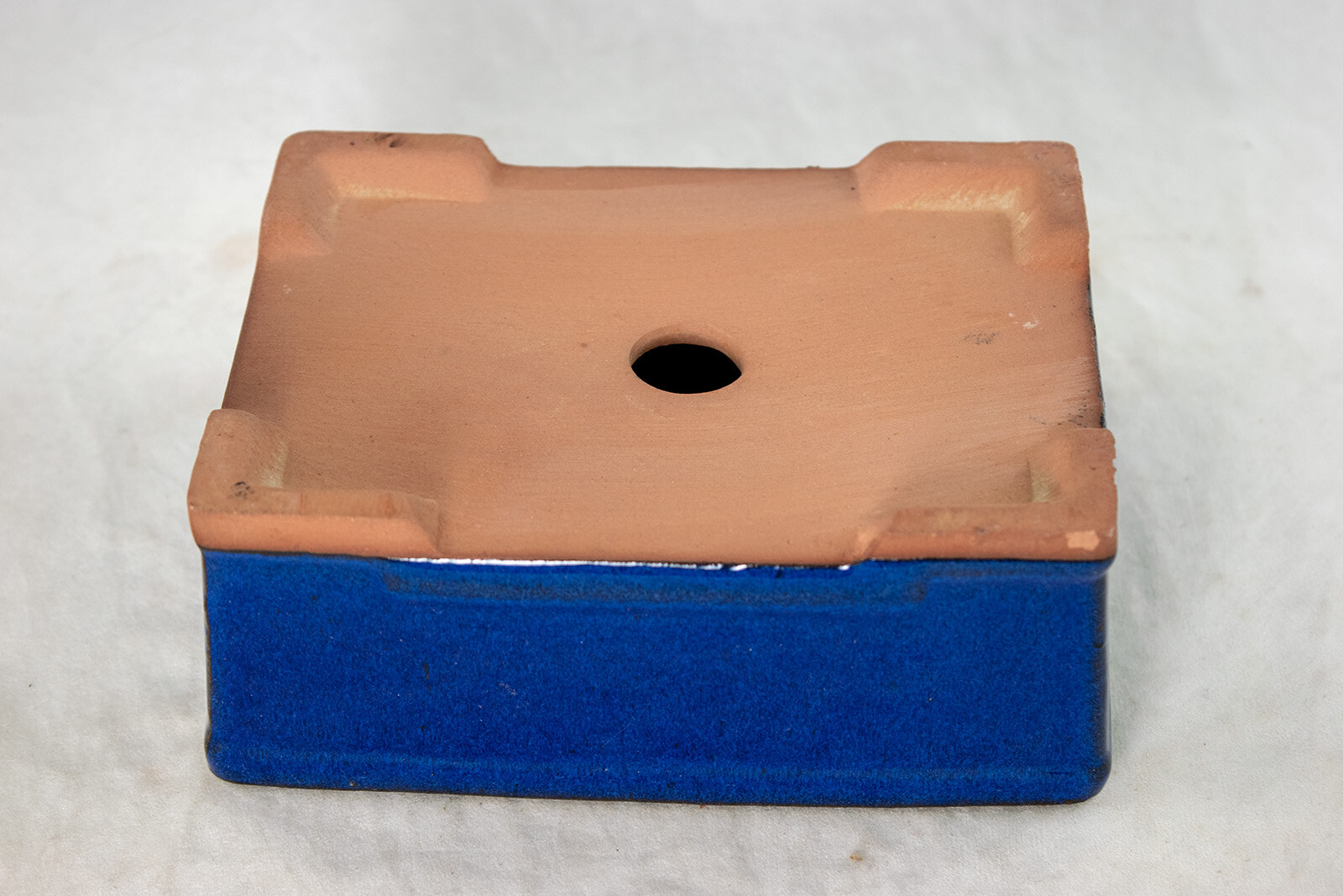 Rectangular Shohin Bonsai, Succulent Pot + Mesh 6.25"x 4.75"x 2.5" - Dark Blue gallery