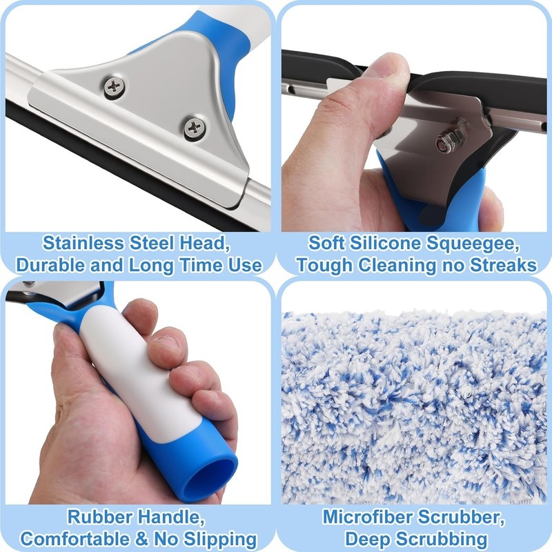 77in Window Squeegee Cleaner Tool w/ Extension Pole Glass Cleaner. gallery