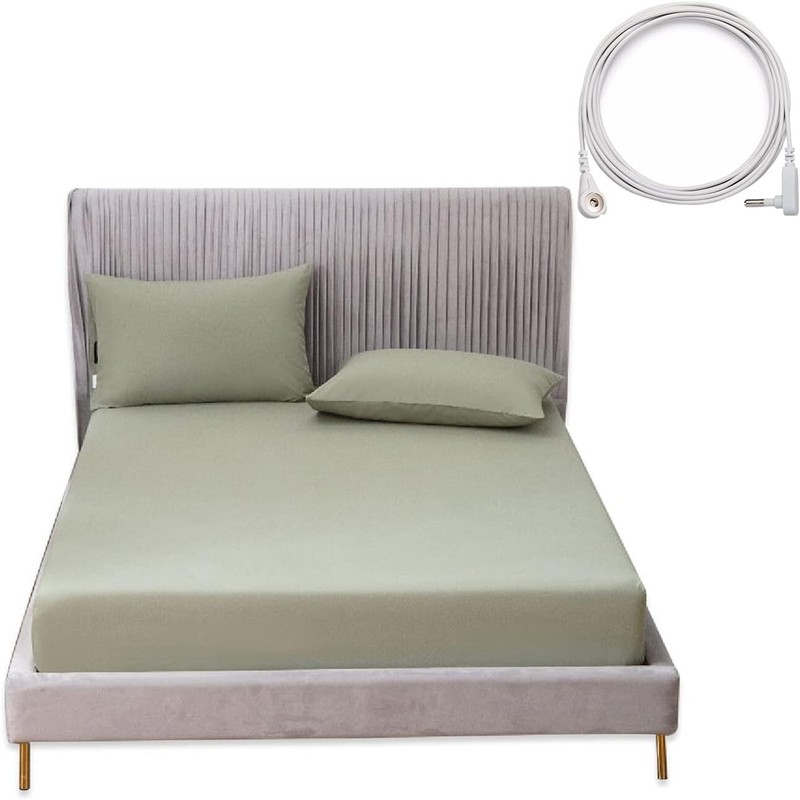 Earthing/Grounding Fitted Sheets FULL Organic AntiMicrobial Fits 75"x54" GREEN gallery