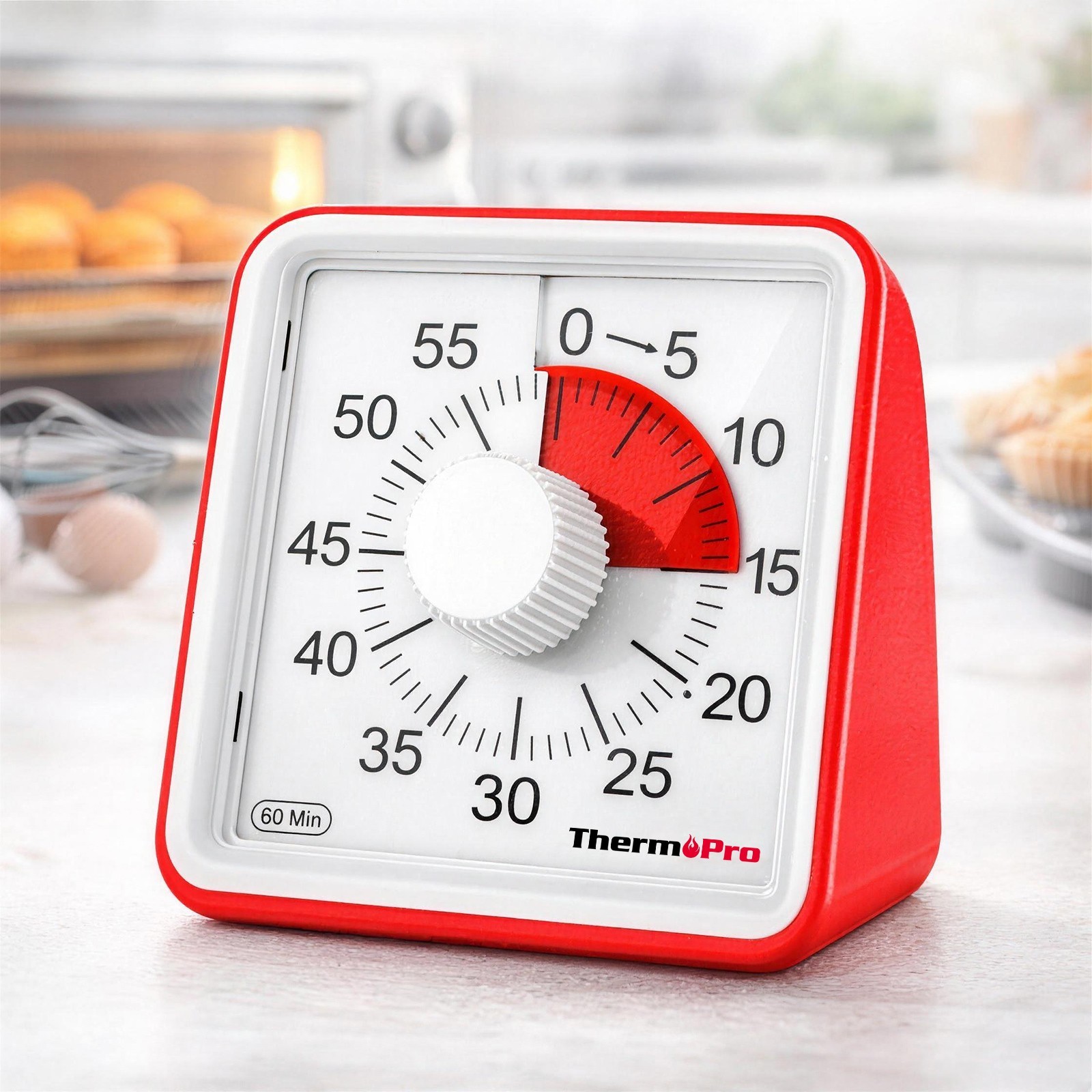 ThermoPro TM021 60 Min Visual Kitchen Timer Red Dial Cooking Baking Timer gallery