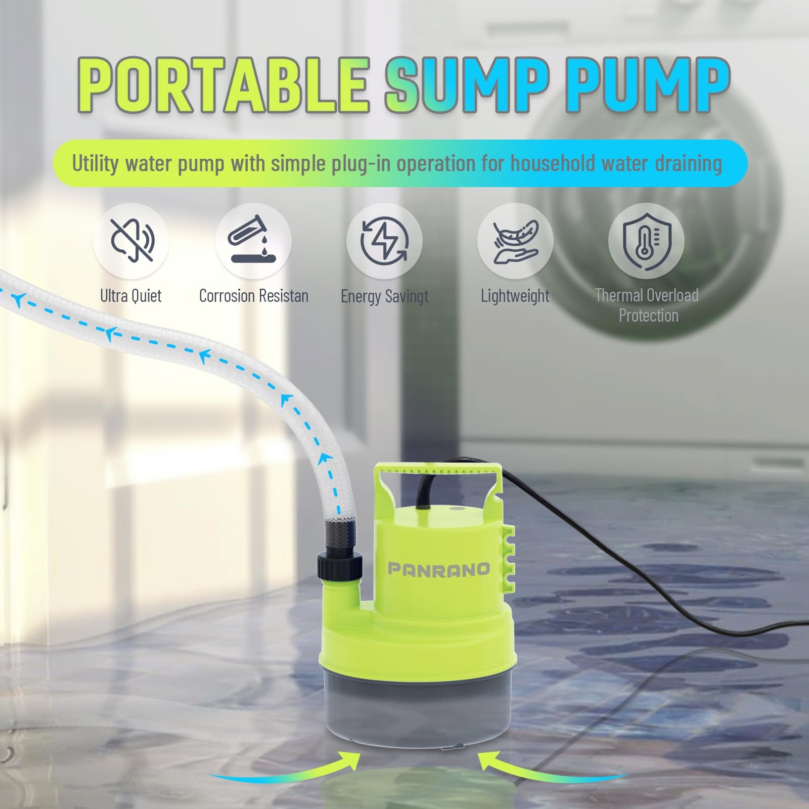 1/3 HP Submersible Water Pump 2000 GPH Portable Small Sump Pump For Pool Cove... gallery
