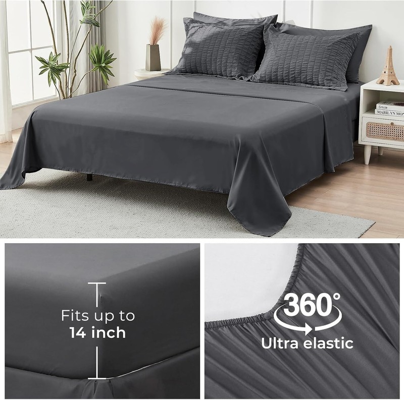 Cloud-Like Luxury King Comforter Set with Deep Pocket Fitted Sheet - Seersucker gallery