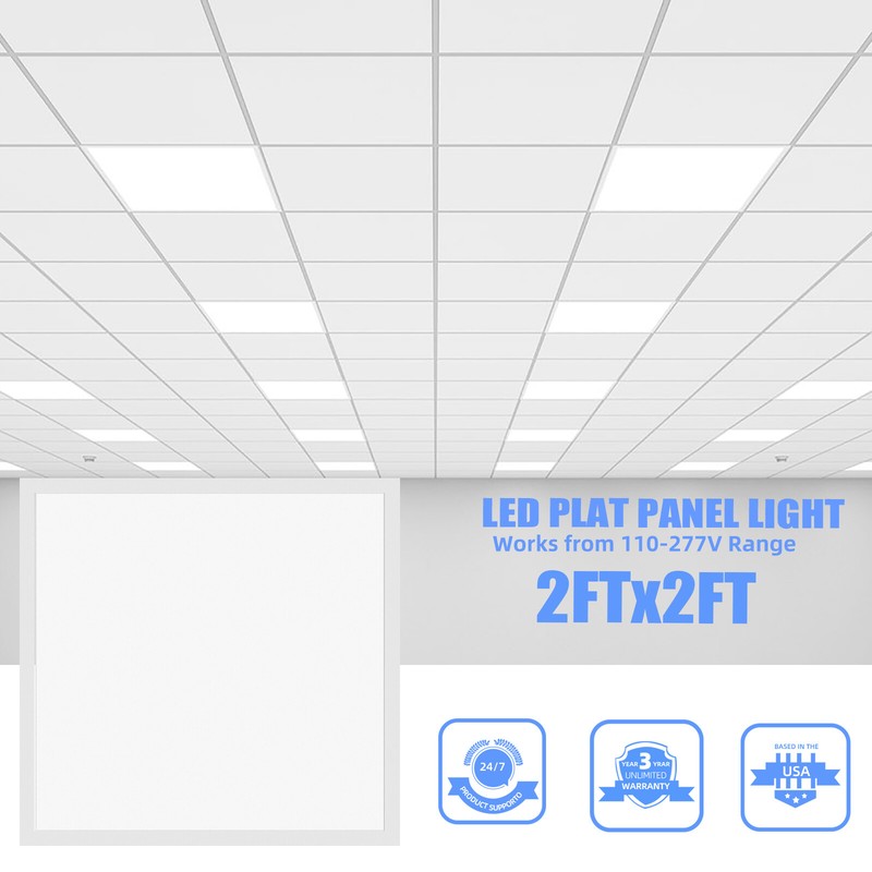 2 Pack 2x2FT LED Flat Panel Light 5400LM 45W 5000K Dimmable Drop Ceiling Office gallery