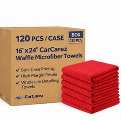 CarCarez Red Microfiber Towels 16″x24″ 380GSM 120PCS Bulk Detailing Towels