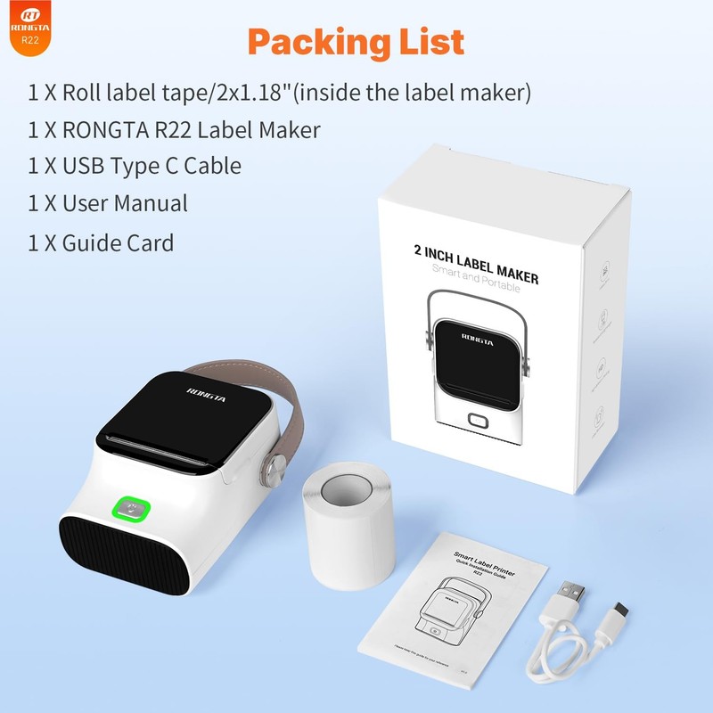 Rongta Bluetooth Label Maker Machine with Tape, Thermal Label Printer for Office gallery