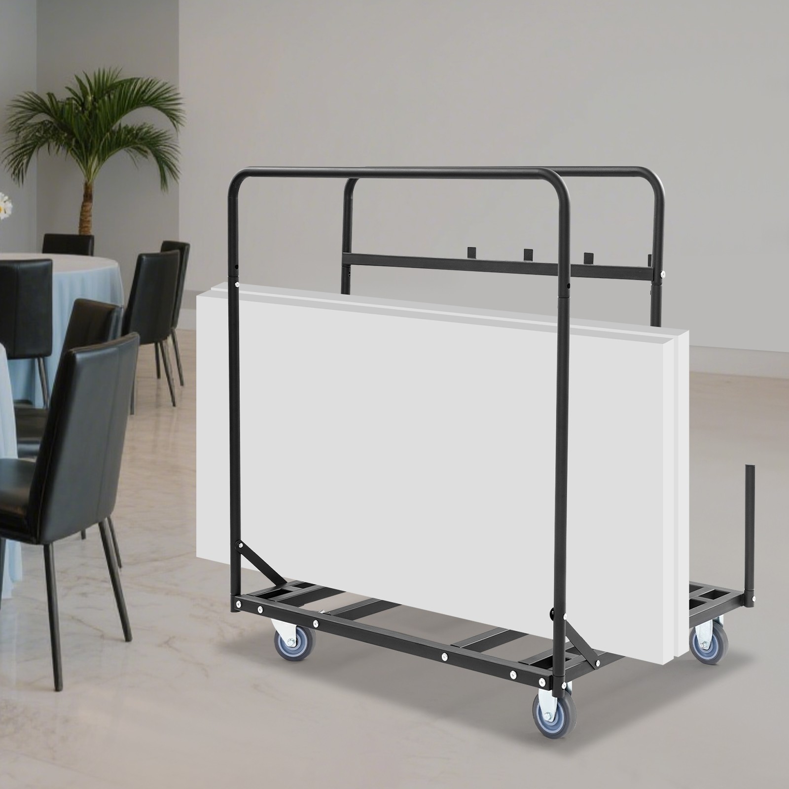 330lbs Folding Table Dolly Moving Folding Round Table & Chair Cart with 4 Wheels gallery