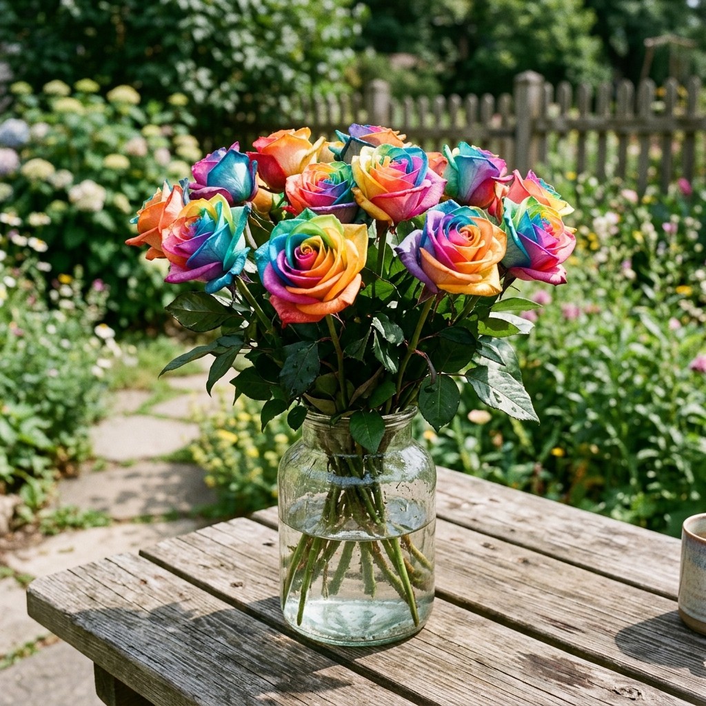50 carefully packed Rainbow Rose Seeds - Beautiful Garden Flowers for Planting gallery
