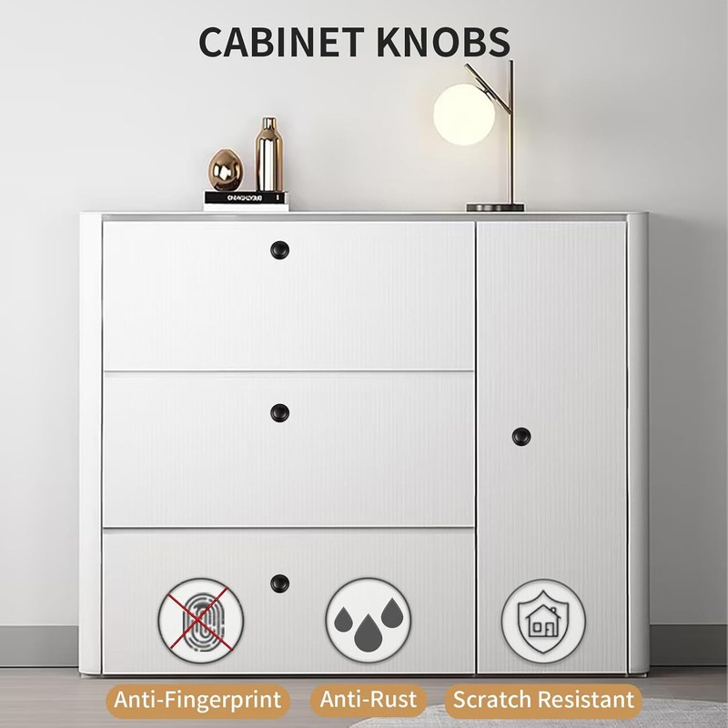 30 Pack Matte Black Kitchen Cabinet Knobs Round Drawer Pulls Stainless Steel gallery
