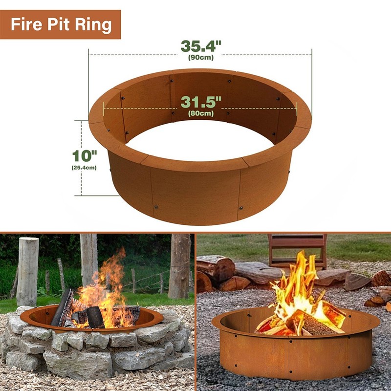 Fire Pit Ring Outdoor Wood Burning for Camping Metal Steel Heavy Duty Fire Ring gallery