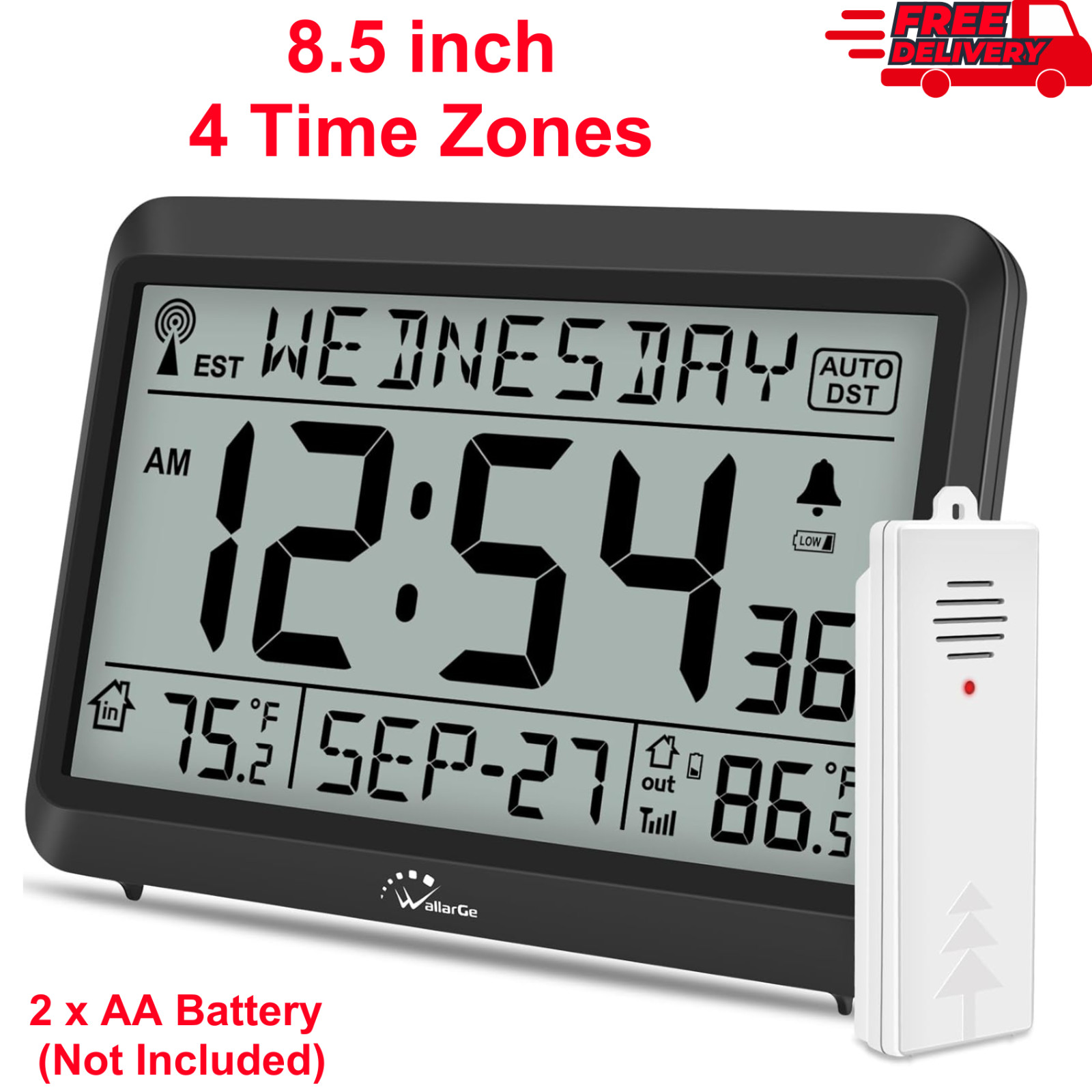 WallarGe Atomic Clock with Indoor Outdoor Temperature, Self-Setting Wall Clock gallery