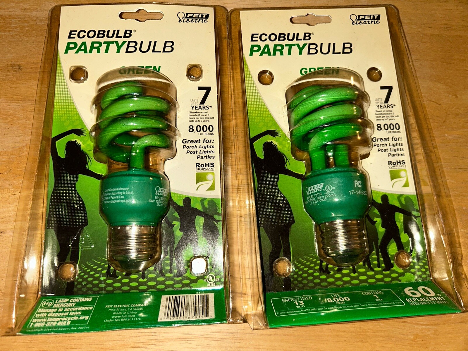 Feit Electric GREEN Party Bulb Bulbs *Set Of 2* 8,000 Life Hours Each gallery