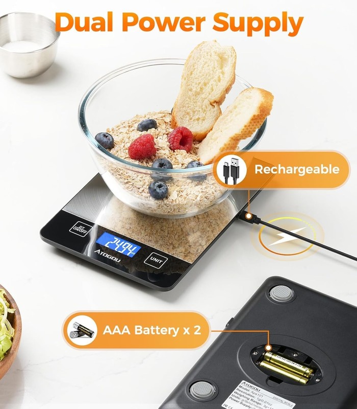 Food Scale - 33lb Digital Kitchen Scale Ounces Grams, Rechargeable & Full-Vie... gallery