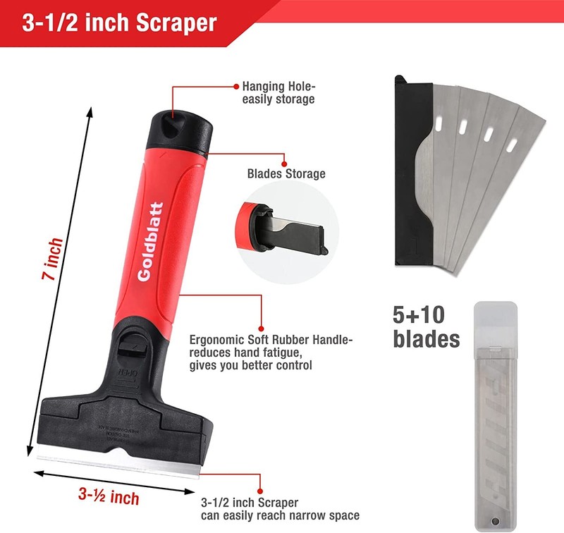 Goldblatt 2PC Razor Blade Scraper Heavy Duty 20PC 4-in Blades Floor Scraper Tool gallery