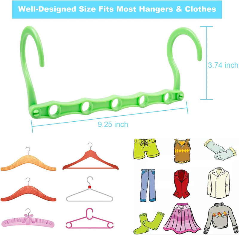 10 PCS Space Saving Hangers, 5-Hole Magic Hangers - Sturdy Plastic Hanger, Close gallery