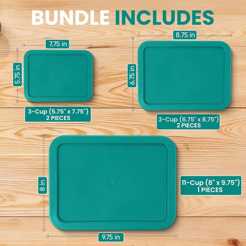 Replacement Rectangular Lids for Pyrex Glass Food Storage Containers 3 6 11 CUP gallery