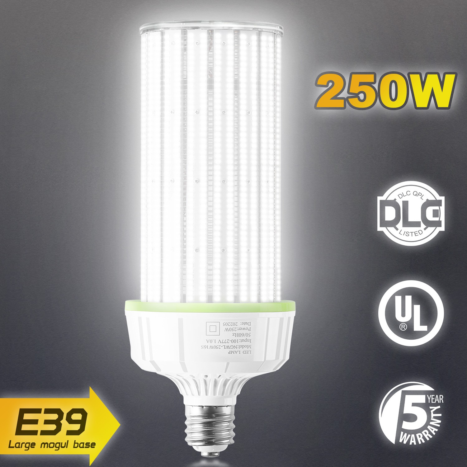 UL 250W LED COB Corn Light Bulbs Commercial Parking Lot Warehouse High Bay Lamp gallery