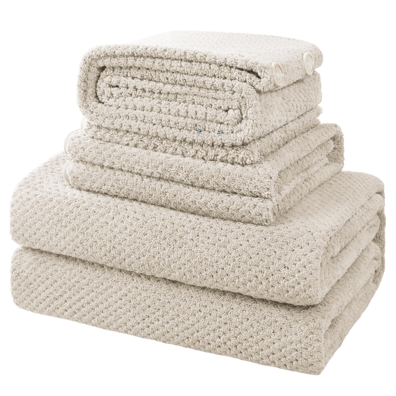 4-Piece Khaki 35x70 Inches Extra Large Microfiber Bath Towels Set for Bathroom gallery