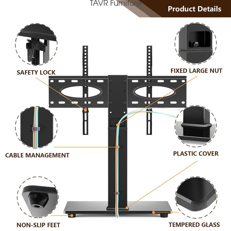 Swivel Tabletop TV Base Stand with Mount for 37 40 45 50 55 60 65 70 inch TVs gallery
