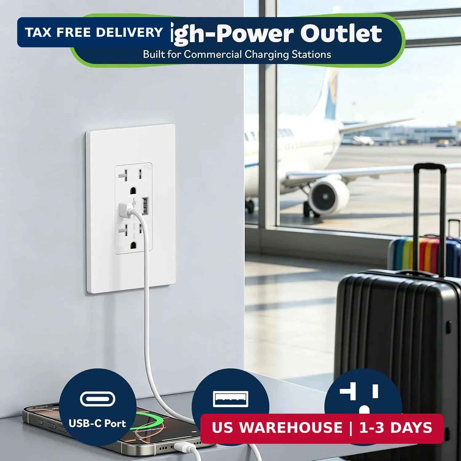 TOPGREENER USB Outlet, Type C & Type A USB Wall Outlet, 20 Amp Tamper-Resistant gallery