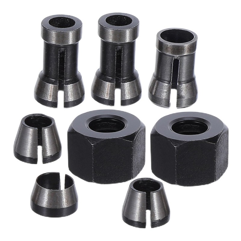 8 Pcs Trimming Machine Chuck Router Collet Carbon Steel Adapters gallery