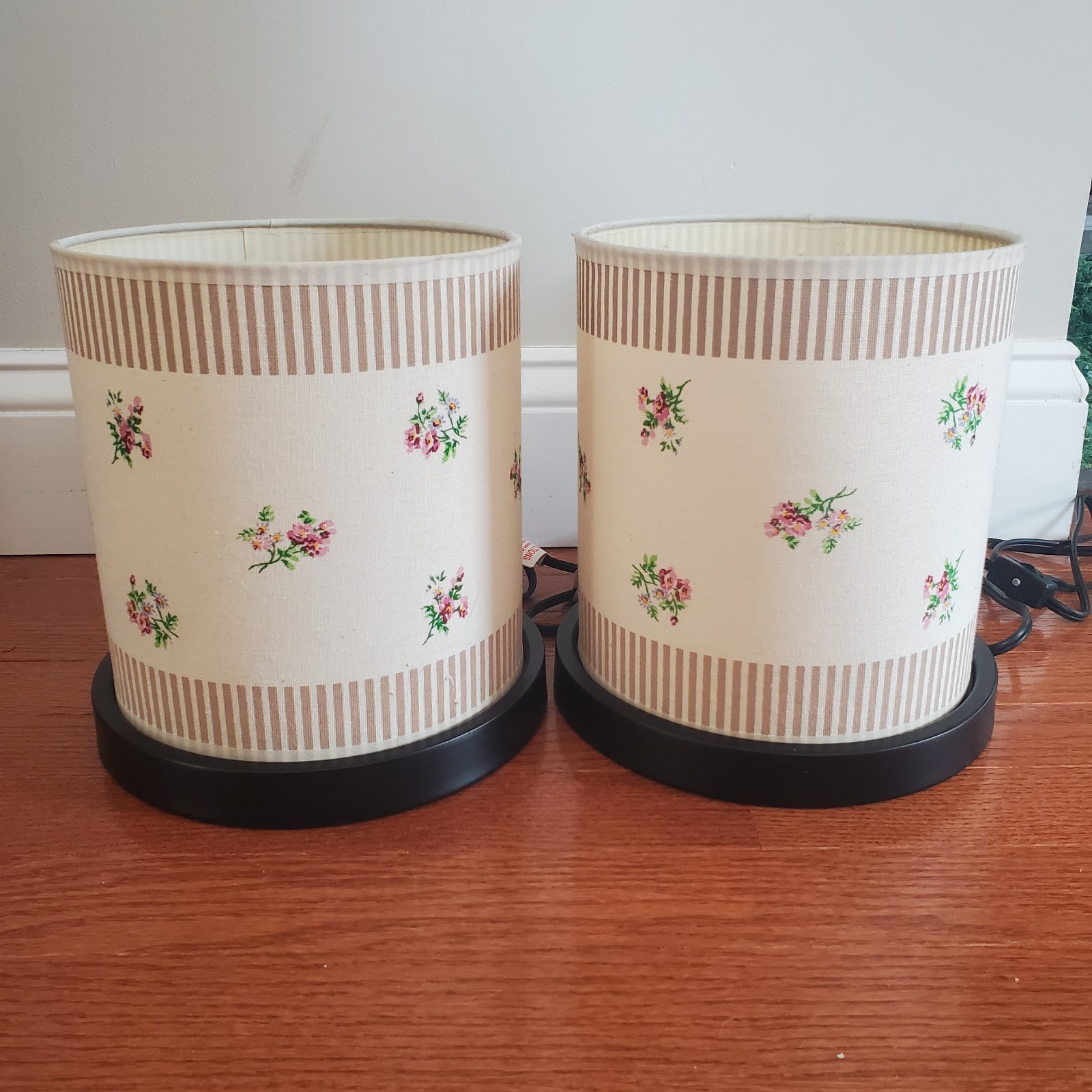 Petit Fleur Pink Floral Table Lamps Shabby Chic Cottage Core Set Of 2 gallery