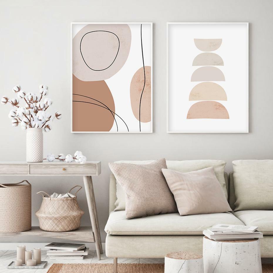 Abstract Geometric Brush Beige Boho Wall Art gallery