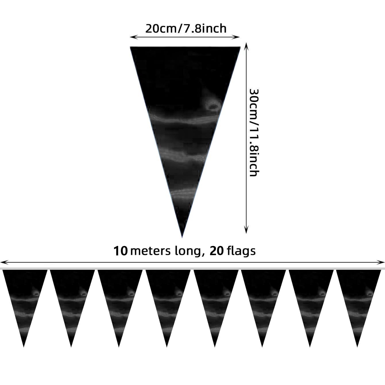 40M/130FT Black Triangle Pennant Banner Flag Metallic Fabric Bunting Garland ... gallery