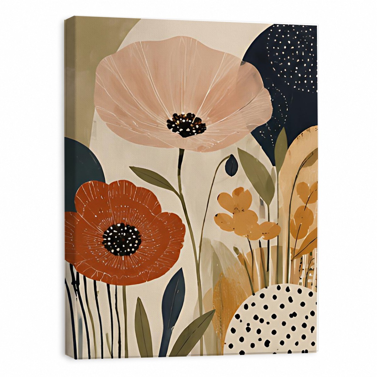 Abstract Floral & Dot Canvas Art, Custom Name, Modern Boho Home Decor Gift gallery