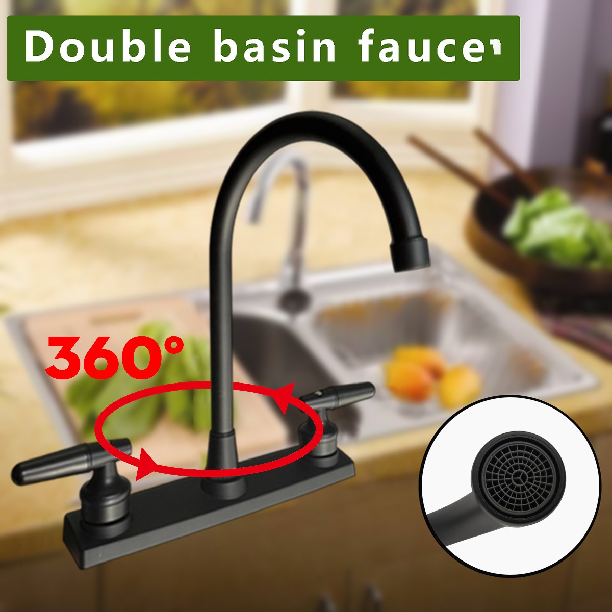 High Arc 2-Handle Standard Kitchen Sink Faucet Mixer Tap Plastic For Home RV gallery