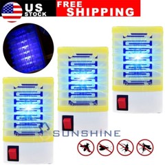 3PCS Indoor Plug-in Wall LED Electric Mosquito Lamp Fly Bug Insect Zapper Trap