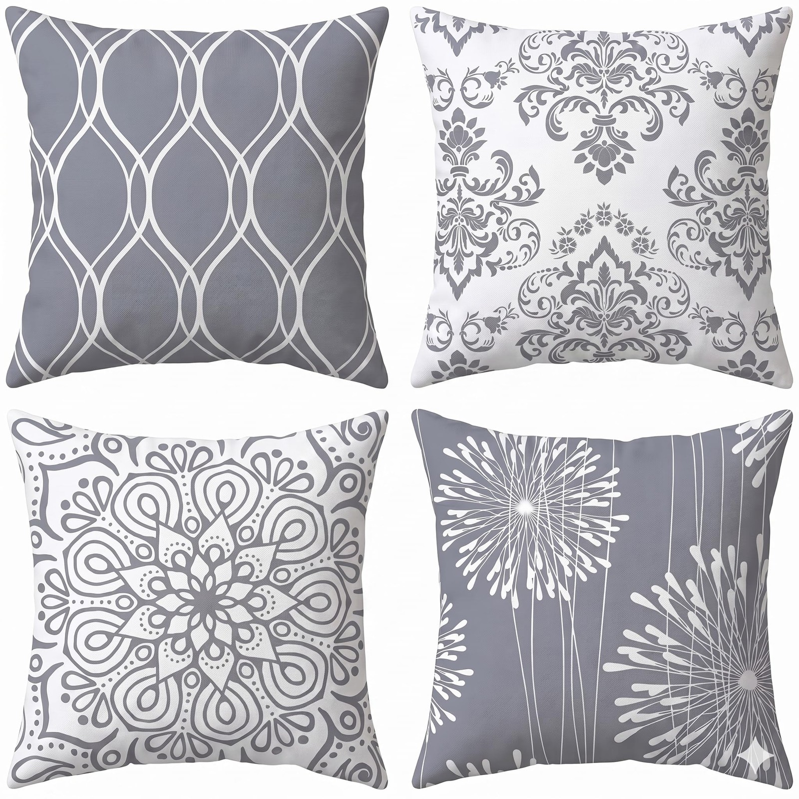 Decorative Throw Pillow Covers 18x18 Set of 4, Grey and White Modern Simple S... gallery