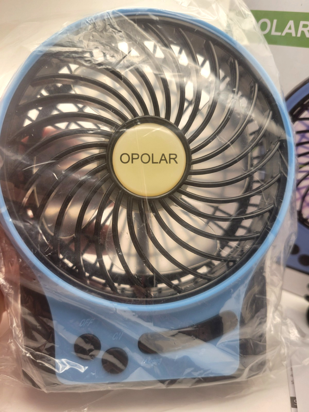 OPOLAR Portable Rechargeable Fan, USB Cable , Blue Model F208 gallery