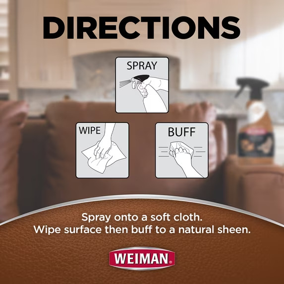 Weiman 3-in-1 Leather Cleaner & Conditioner, UVX Protection, 16 oz gallery