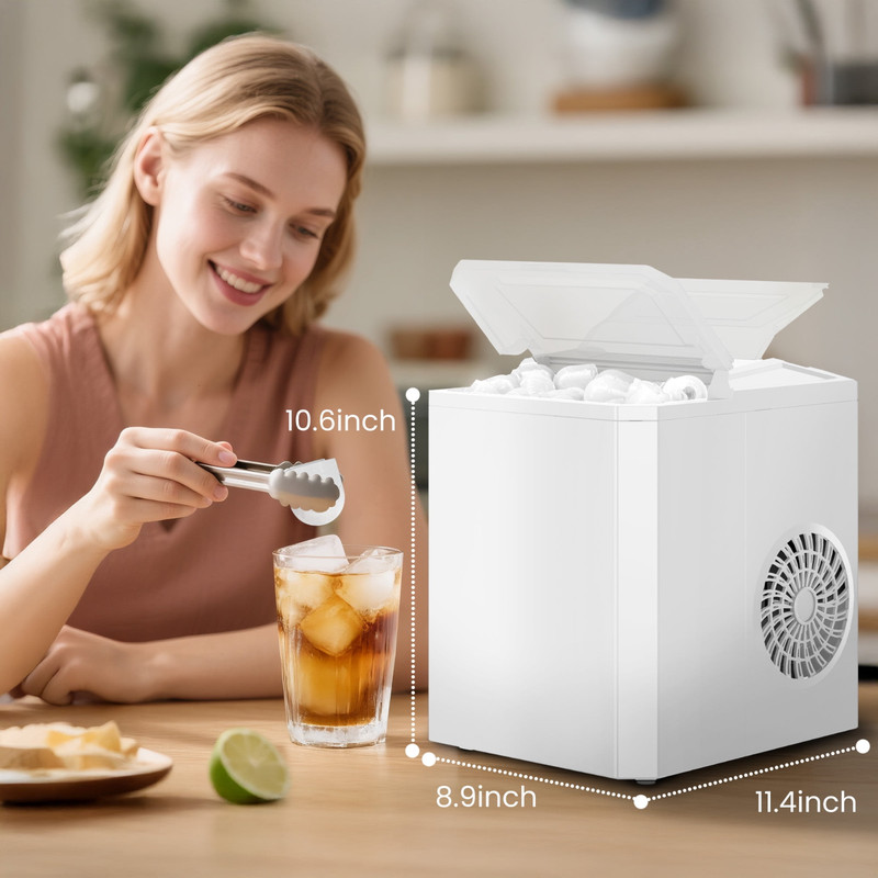 CONCETTA Countertop Ice Maker, 9pcs in 6 Mins, 26lbs/24H Bullet Ice Maker, White gallery