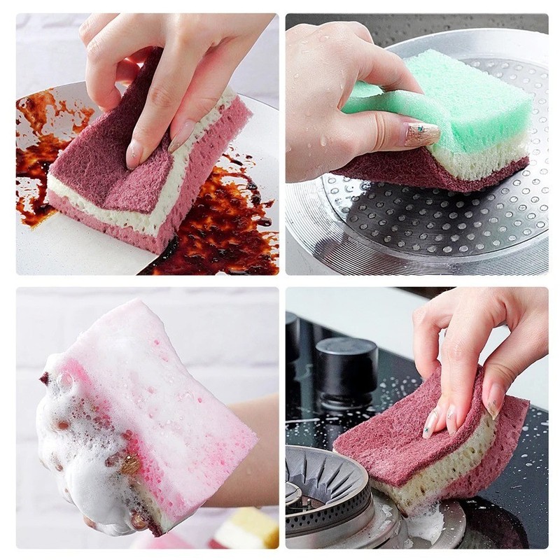 High Density Sponge Cleaning Cloth Non-Greasy Dishwashing Sponge for Kitchen Pot gallery