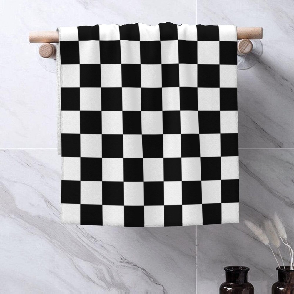 hsbolediy Black Checkered Decorative Hand Towels Free Size,