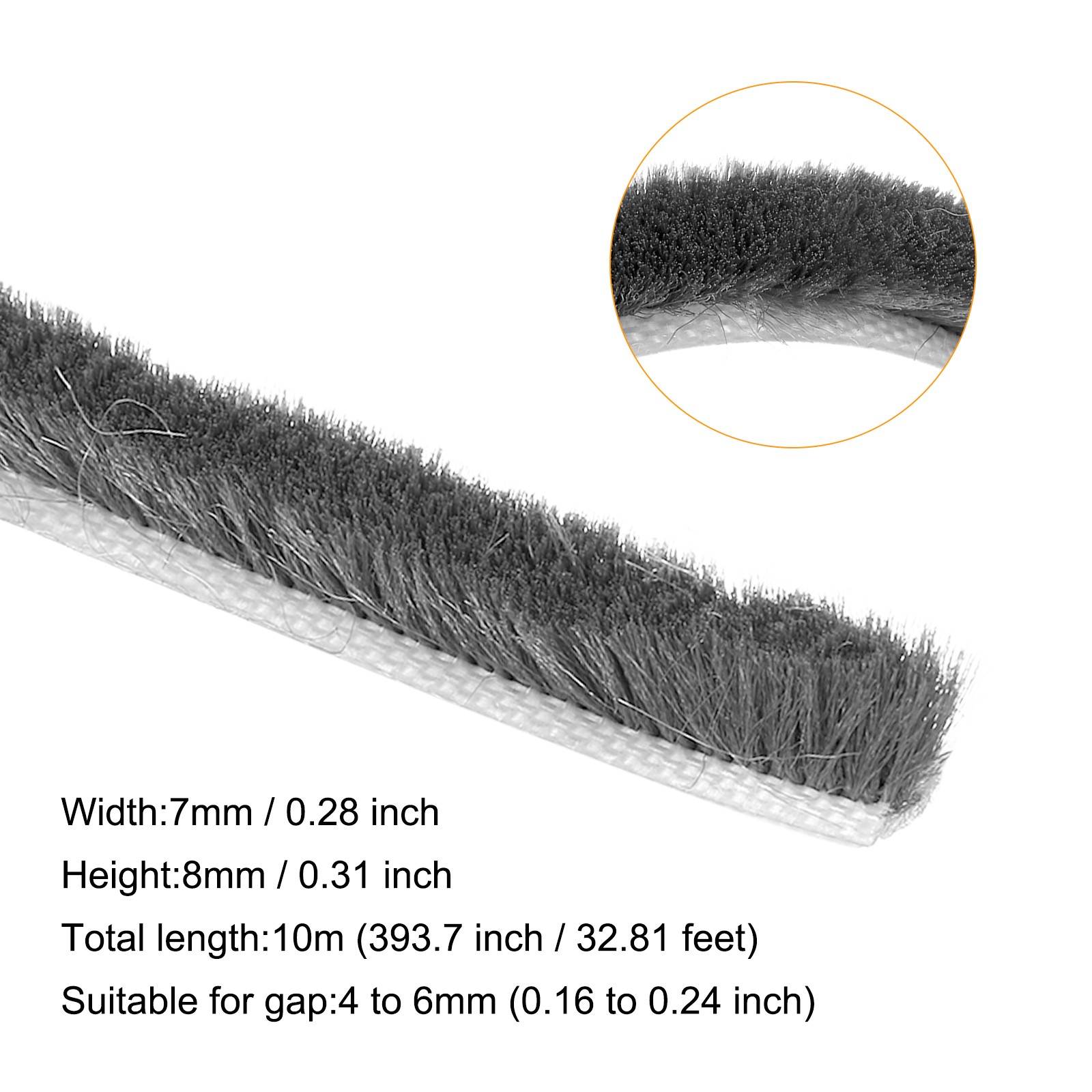 2pcs Weather Stripping Door Seal 32.81ft 394" 10m x 7mm x 8mm, Grey gallery