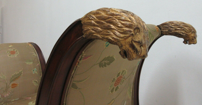 Maitland Smith Footstool Settee U Bench French Empire Paw Gold Gilt Lion Head gallery