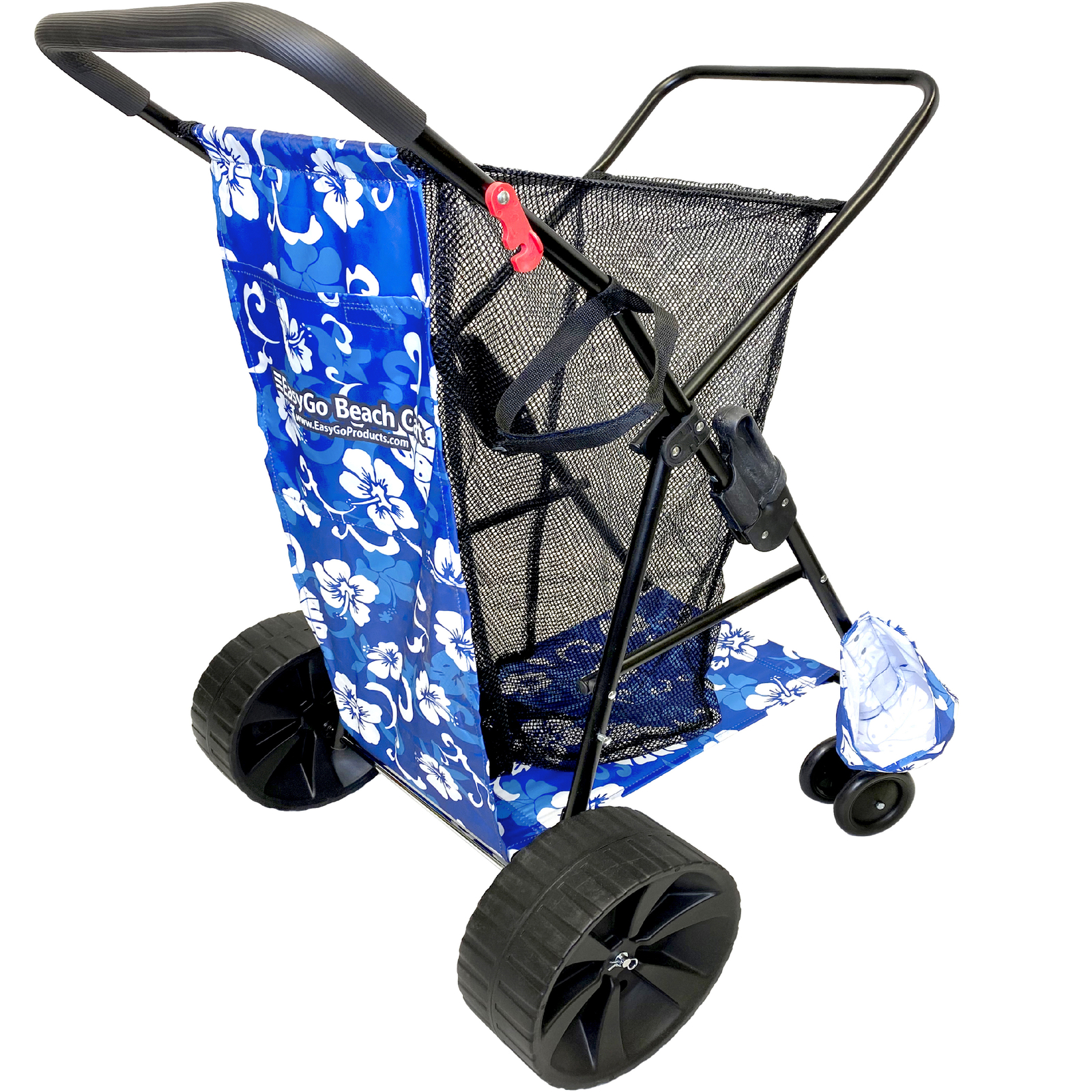 Beach Cart–Heavy Duty Folding Design–Large Wheels for Sand-Storage Pouch–Flower gallery