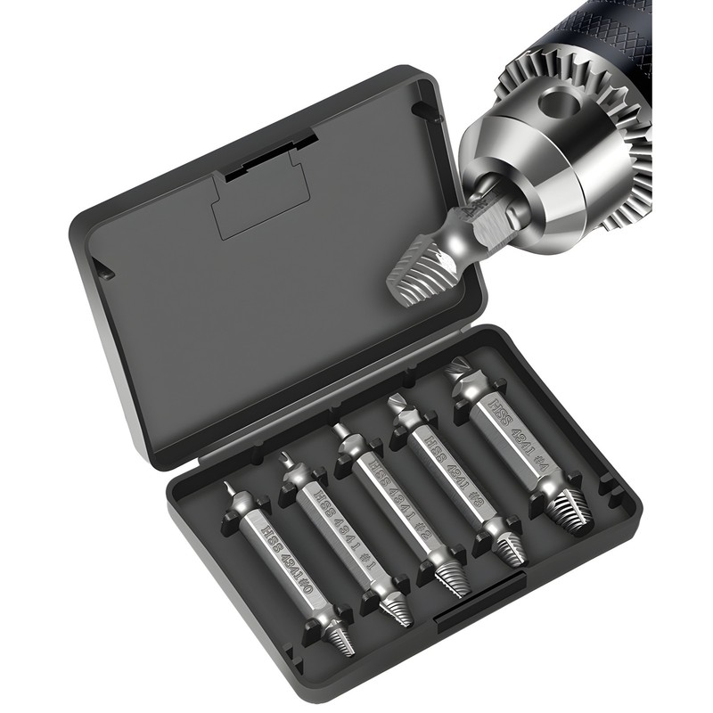 5PCS Damaged Screw Extractor Broken Screws Bolt Stripped Remover Tool Kit US gallery