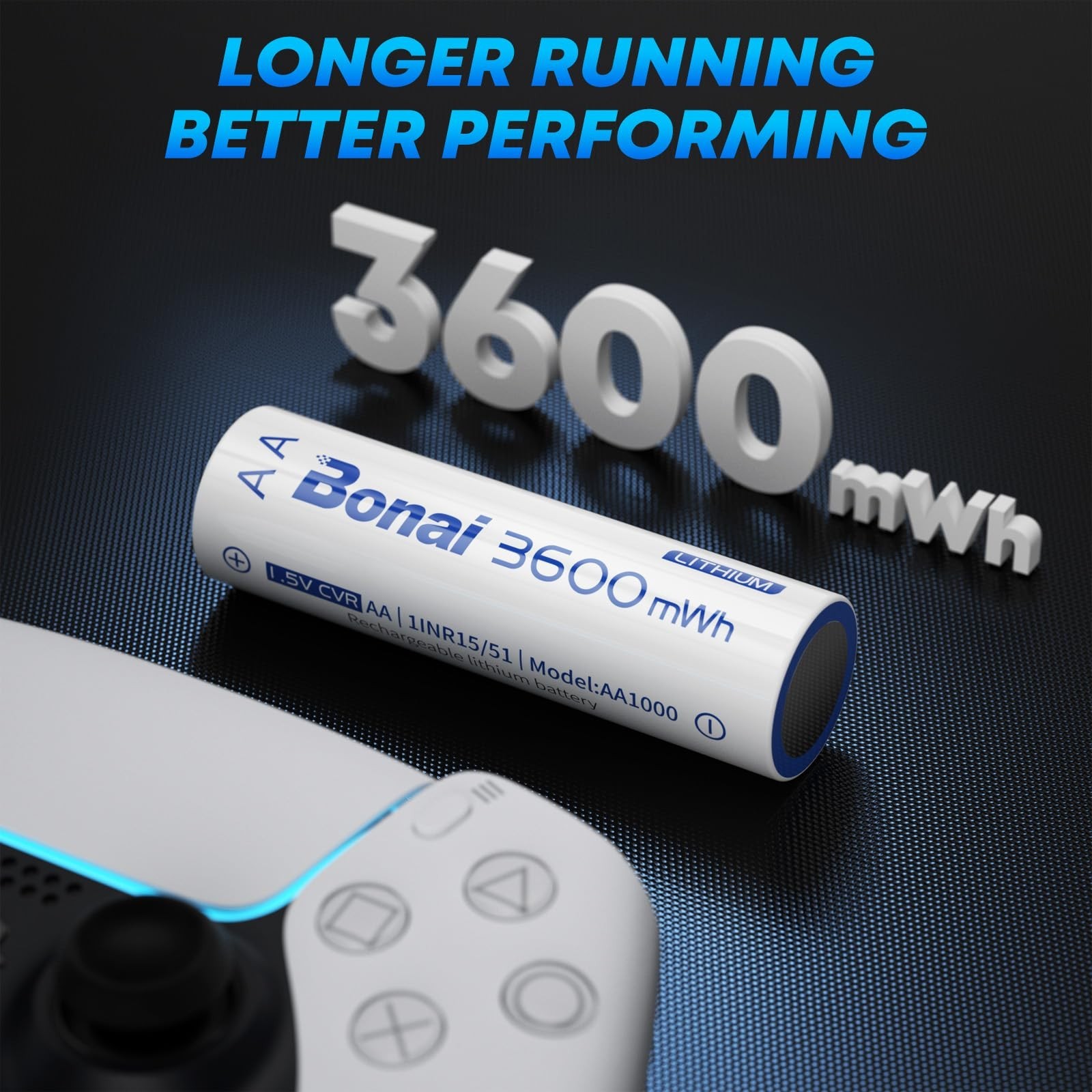 BONAI Rechargeable Lithium AA Batteries with Charger, 1.5V 3600 mWh AA Batter... gallery