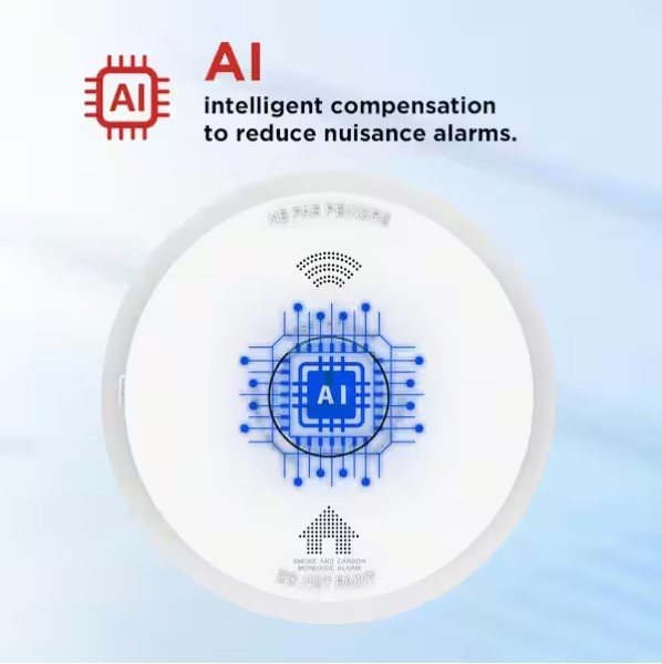 10-Year Battery Powered Wireless Interconnected Smoke Detector Voice Alarm 4pack gallery
